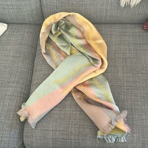Vintage Rhodes scarf made in France acetate pastel colors